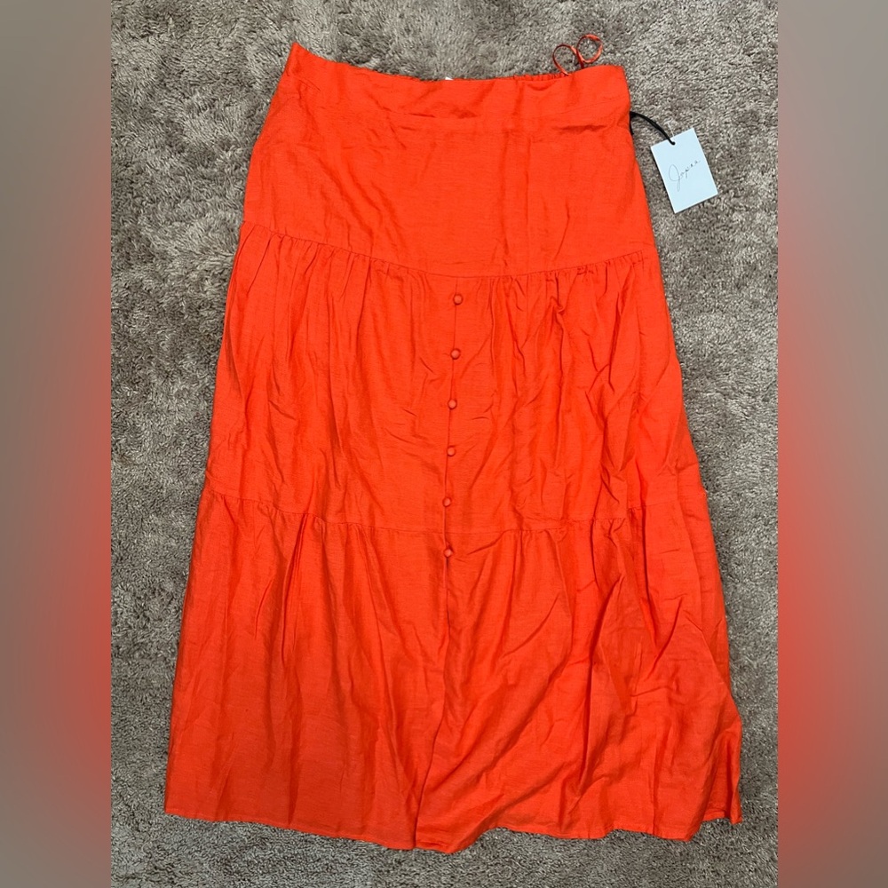 NWT Japra Orange Linen Drop-waist Skirt